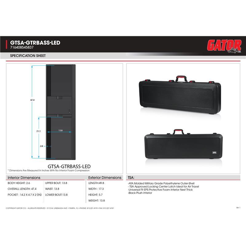 GATOR TSA ATA Molded Bass Guitar Case with LED Light [GTSA-GTRBASS-LED/エレキベース用] | GATOR CASES | 05