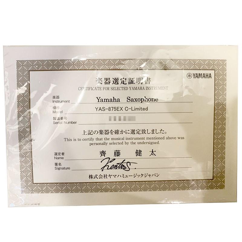 YAMAHA アルトサックス YAS-875EX 楽器選定書 YAMAHA アルトサックス YAS-875EX 楽器選定書