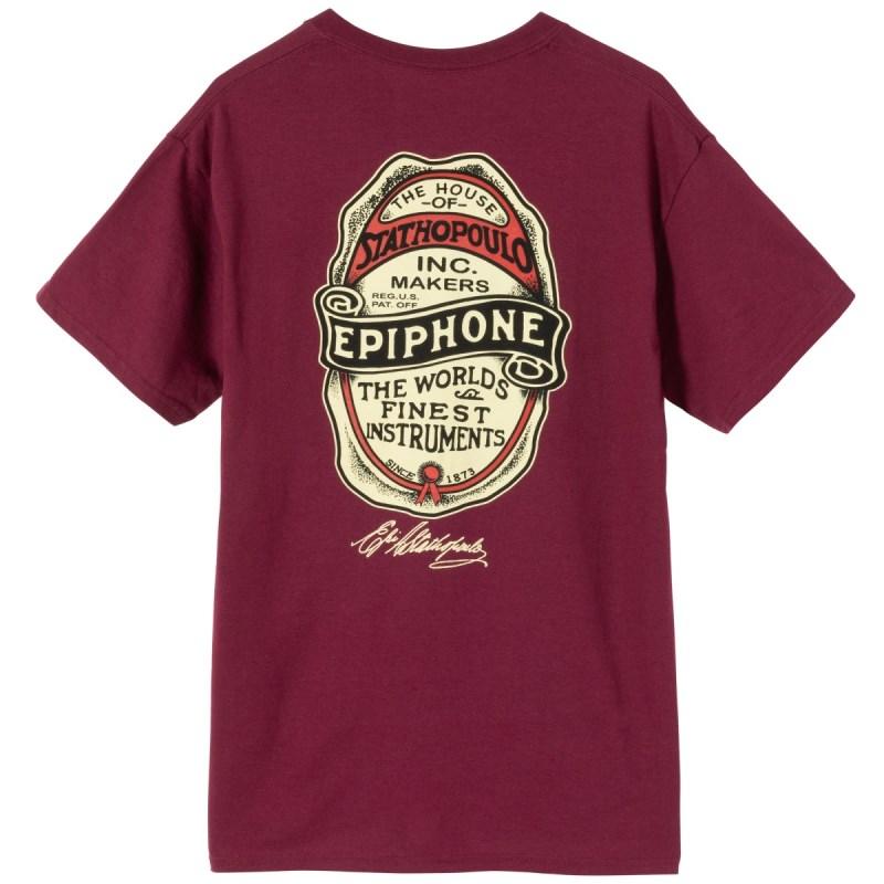 Gibson 【決算売り尽くしセール】 The House of Stathopoulo Tee (Maroon)， Medium [EA-TEE-HOUSE-RED-MD] | Gibson | 01
