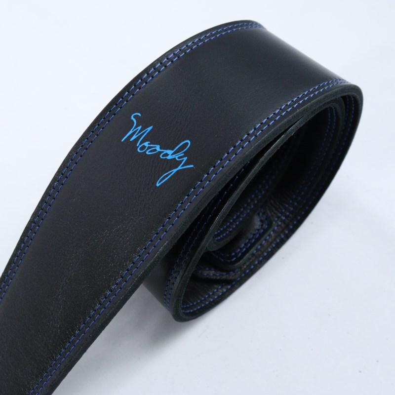Moody Leather-Leather 2.5 Long [Black-Black w/Blue Stitch