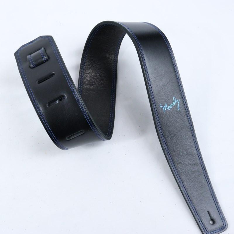 Moody Leather-Leather 2.5 Long [Black-Black w/Blue Stitch