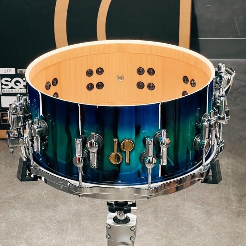 SQ2 System Snare Drum - Beech Vintage 14×6.5 - Green Lacquer over Blue Burst Finish with African Marble 【特注品】 【Stewart Copeland】