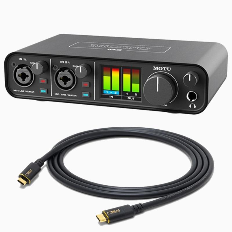 MOTU M2 + Oyaide SCI-04 セット (モツ)(USB-Cオーディオインターフェイス)(オヤイデ)(Thunderbolt3互換USB4 Type-C-Type-C　1.2ｍ)