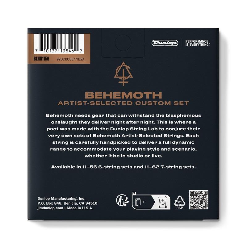 Dunlop (Jim Dunlop) BEHN1156 BEHEMOTH ARTIST-SELECTED CUSTOM GUITAR STRINGS (11-56) | Jim Dunlop | 01