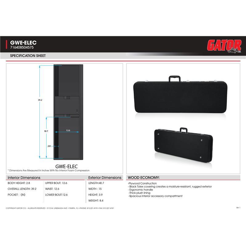 GATOR Electric Guitar Wood Case [GWE-ELEC/エレキギター用] | GATOR CASES | 05