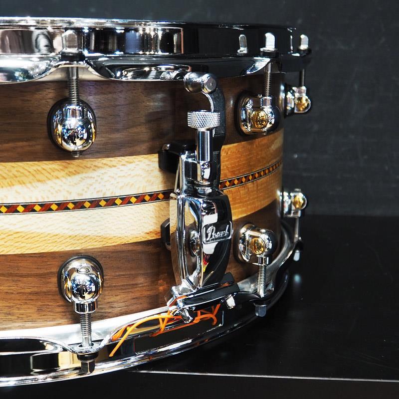 Pearl MCCW1465S/C #1008 Music City Custom -USA Solid Walnut Shell Snare Drums 14×6.5- [Quartersawn Sycamore Chevron with Ebony Bord... | Pearl | 06