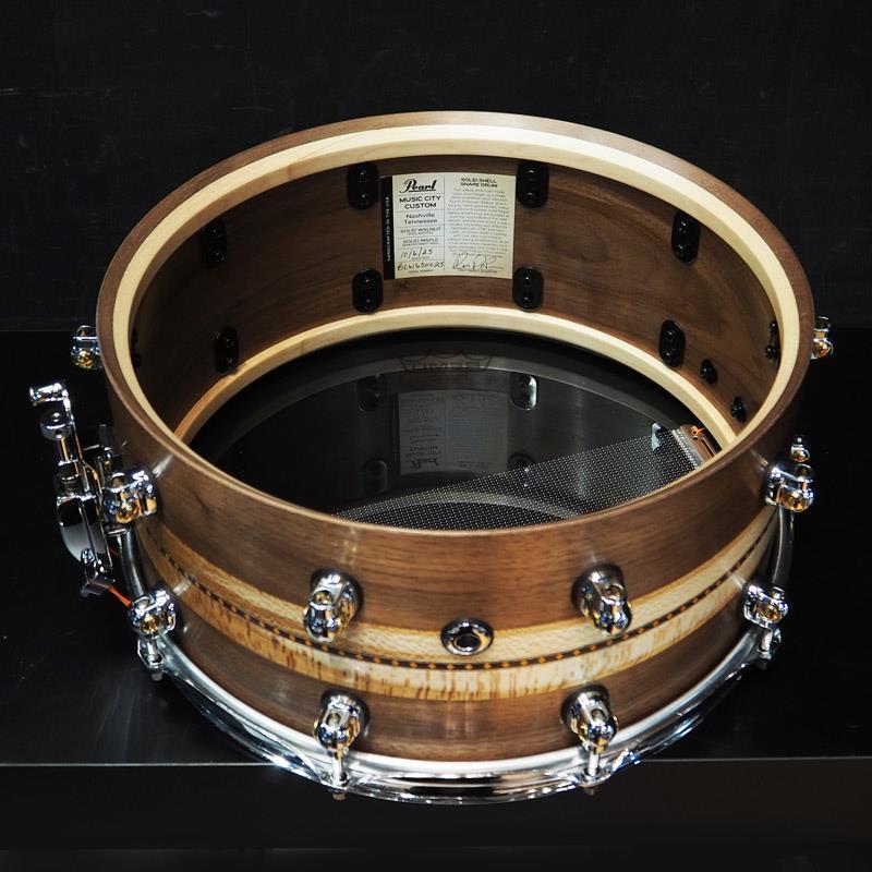 Pearl MCCW1465S/C #1008 Music City Custom -USA Solid Walnut Shell Snare Drums 14×6.5- [Quartersawn Sycamore Chevron with Ebony Bord... | Pearl | 09