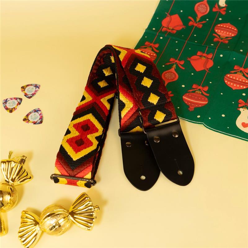 tsundrum_chan ダイヤジャカードギターストラップ　ブラック×レッド | 