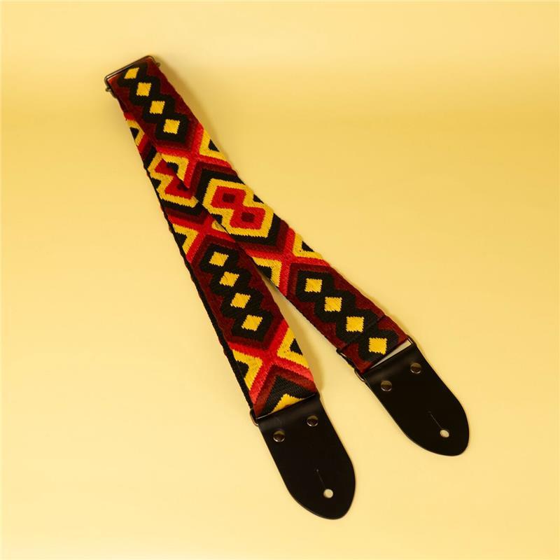 tsundrum_chan ダイヤジャカードギターストラップ　ブラック×レッド |  | 01