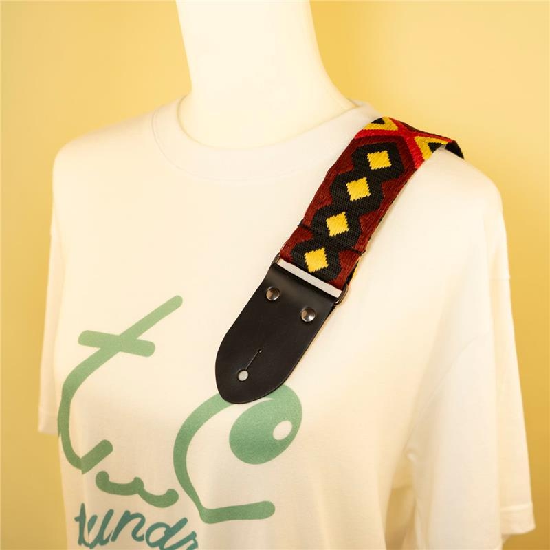 tsundrum_chan ダイヤジャカードギターストラップ　ブラック×レッド |  | 06