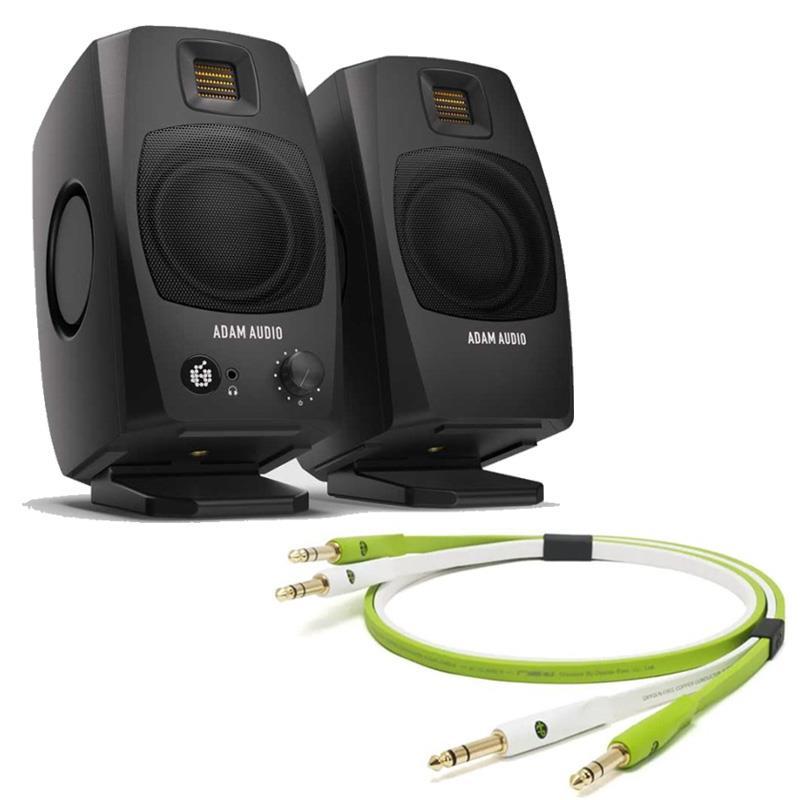 ADAM D3V Black + OYAIDE製高品質オーディオケーブルセット(TRS-TRS 1.0m)(ペア)(国内正規品)(アダム)(モニタースピーカー)(ブラック)(オヤイデ) | 