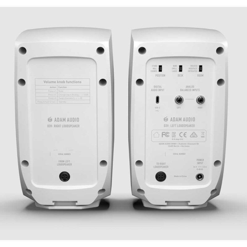 ADAM D3V White + OYAIDE製高品質オーディオケーブルセット(TRS-TRS