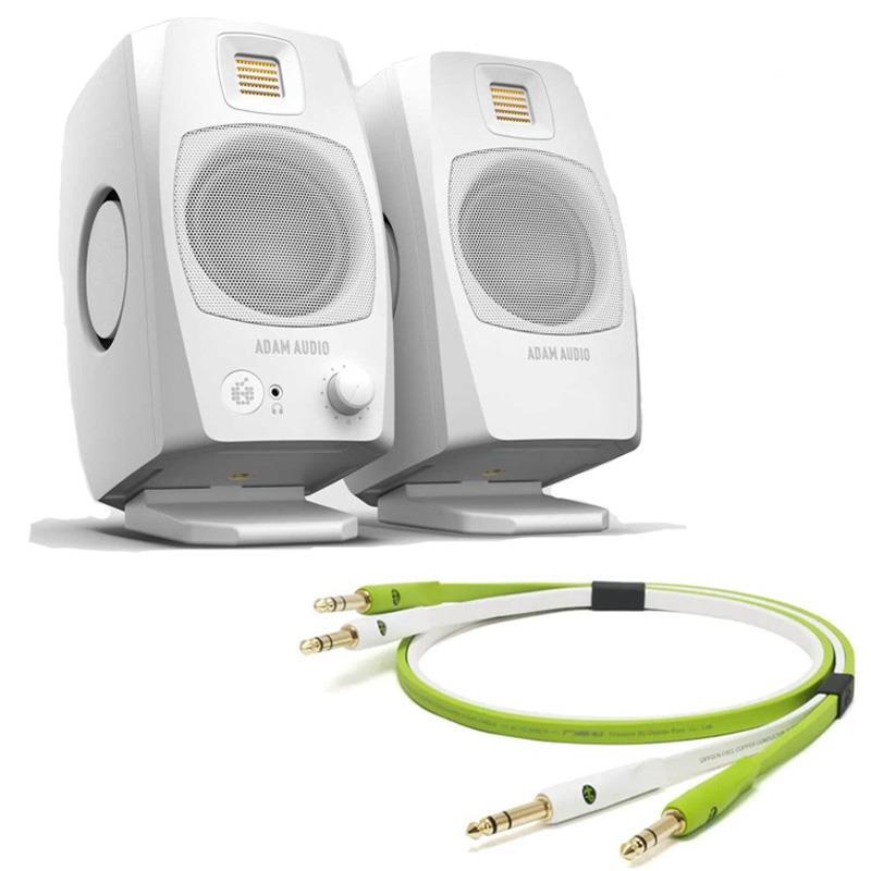 ADAM D3V White + OYAIDE製高品質オーディオケーブルセット(TRS-TRS