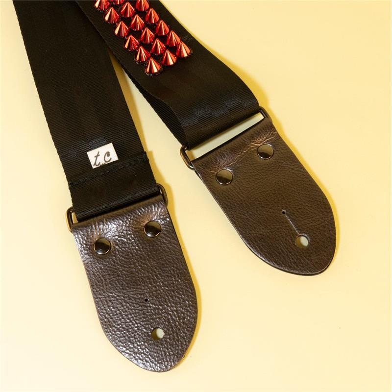 tsundrum_chan メタルスタッズギターストラップS　ブラック×レッド｜Heavy Metal Studded Guitar Strap S - Black & Devil Red |  | 06