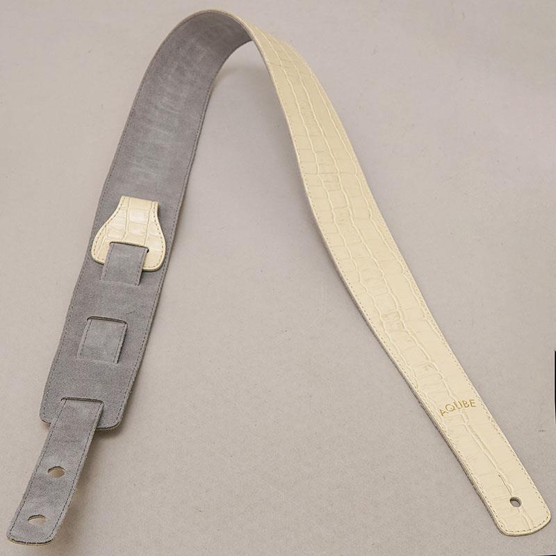AQUBE MUSIC PRODUCTS 【国産本革ストラップ】CEMBOSSED CROCO(Vintage White) / Slim / S-Size(エレアコ専用テイル) |  | 02