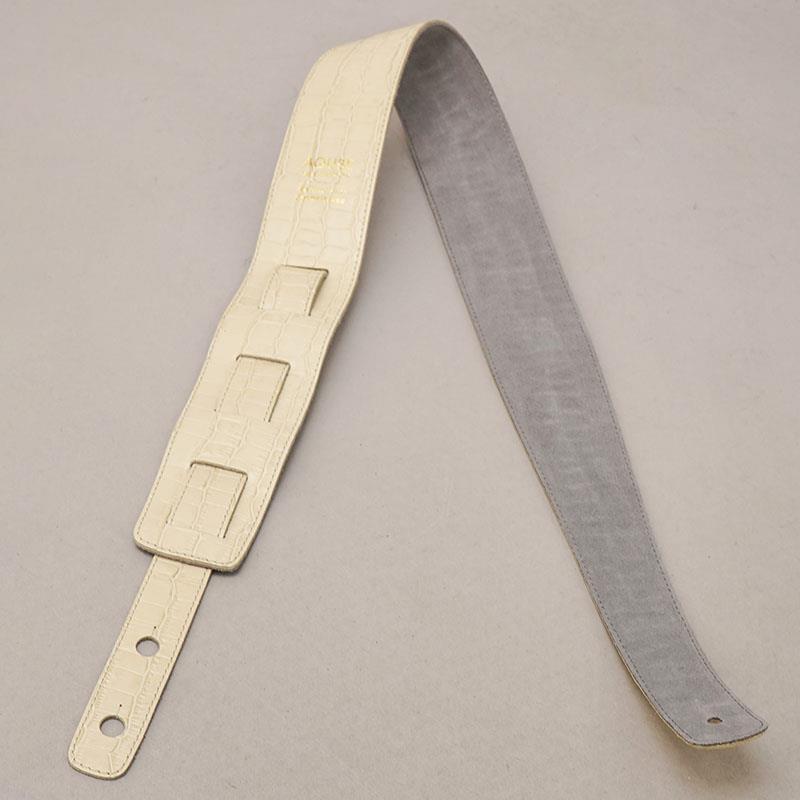 AQUBE MUSIC PRODUCTS 【国産本革ストラップ】CEMBOSSED CROCO(Vintage White) / Slim / S-Size(エレアコ専用テイル) |  | 03