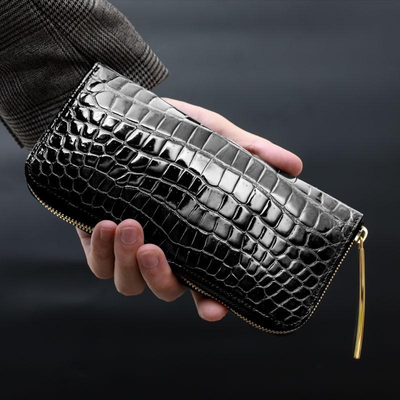 【池田工芸】日本最大のワニ専門店が贈るCrocodile Smart Long Wallet クロコダイル スマートロングウォレットW 【7月25日頃出荷】｜ikedakohgei