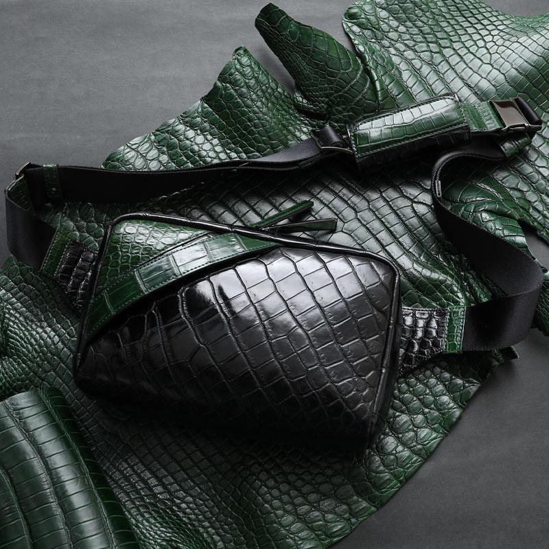 クロコダイルボディバッグ クロコボディバッグ 緑クロコ マットクロコ