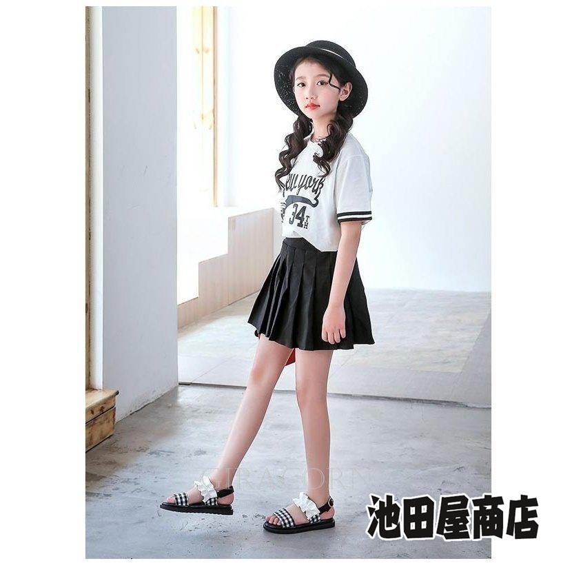 公式の ジュニア サンダル 女の子 シューズ 夏 女児 フリルサンダル チェック柄 フラット底 キッズ 夏サンダル おしゃれ 姫系 子供 サマーサンダル Aynaelda Com