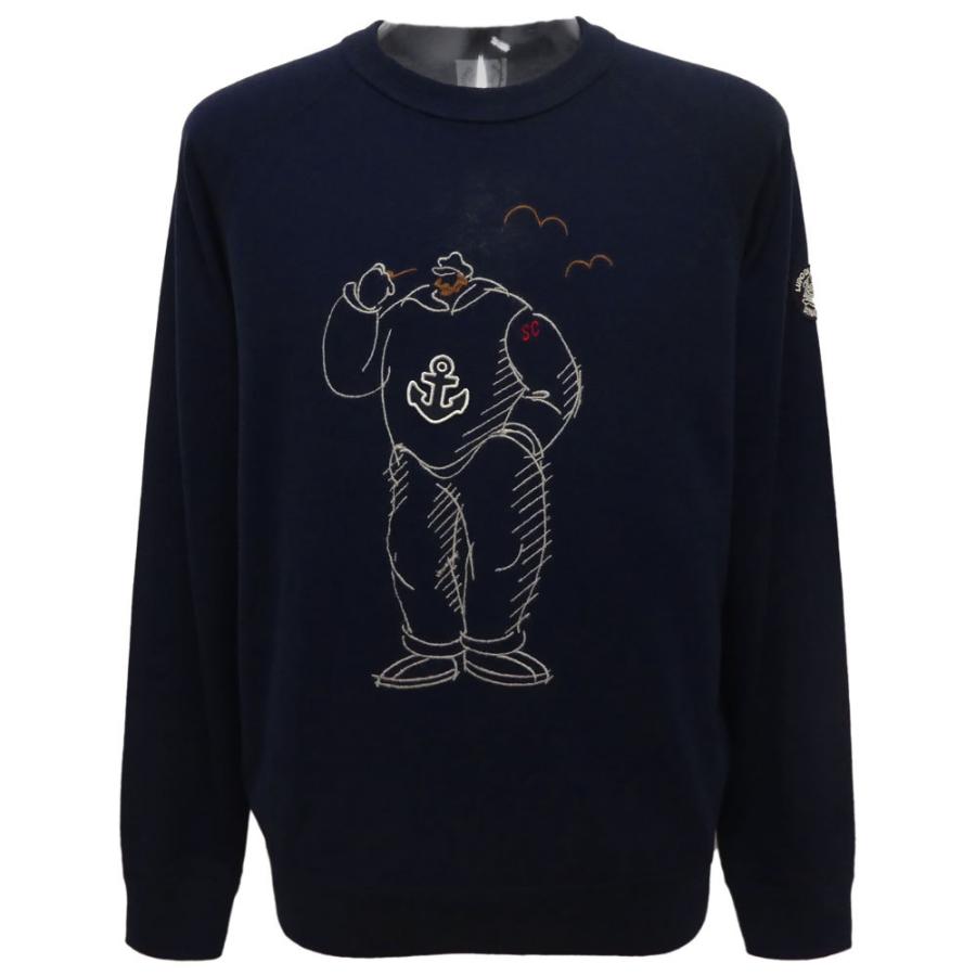 室内搬入設置無料 半額 秋冬 シナコバ キャプテン刺繍 ウール丸首