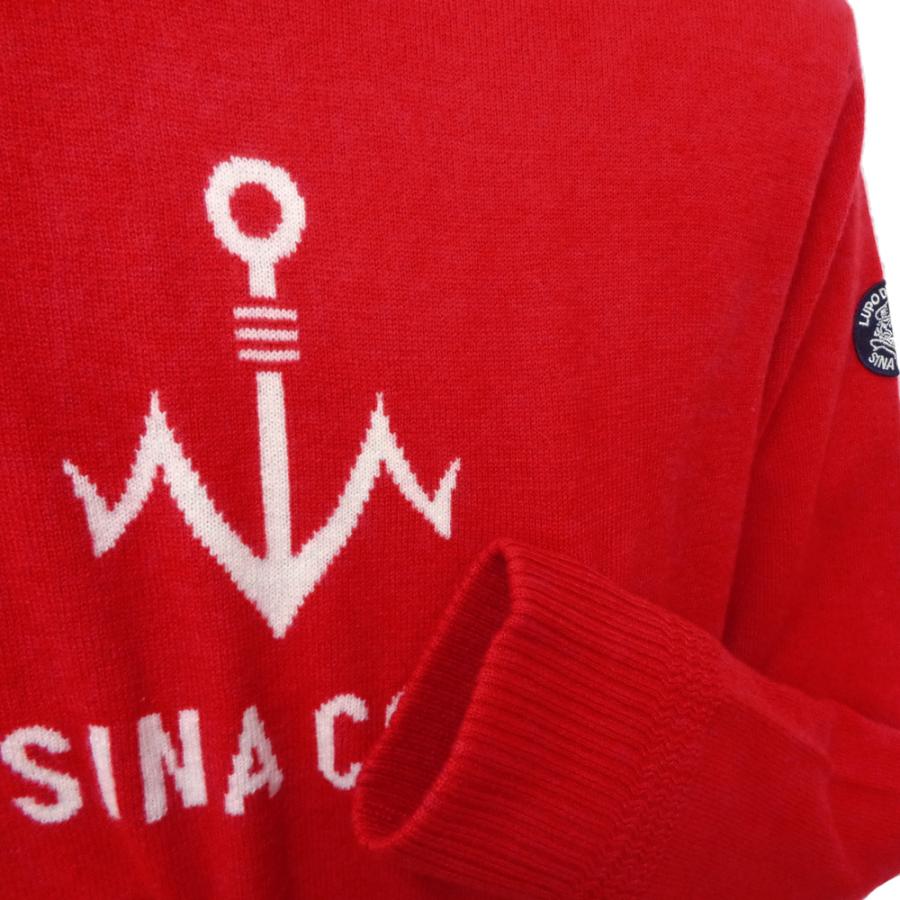 新品シナコバ　ニットLL 定価39600円 SINA COVA（シナコバ） 50%OFF 秋冬 胸に碇とロゴ編み柄 ウール丸首