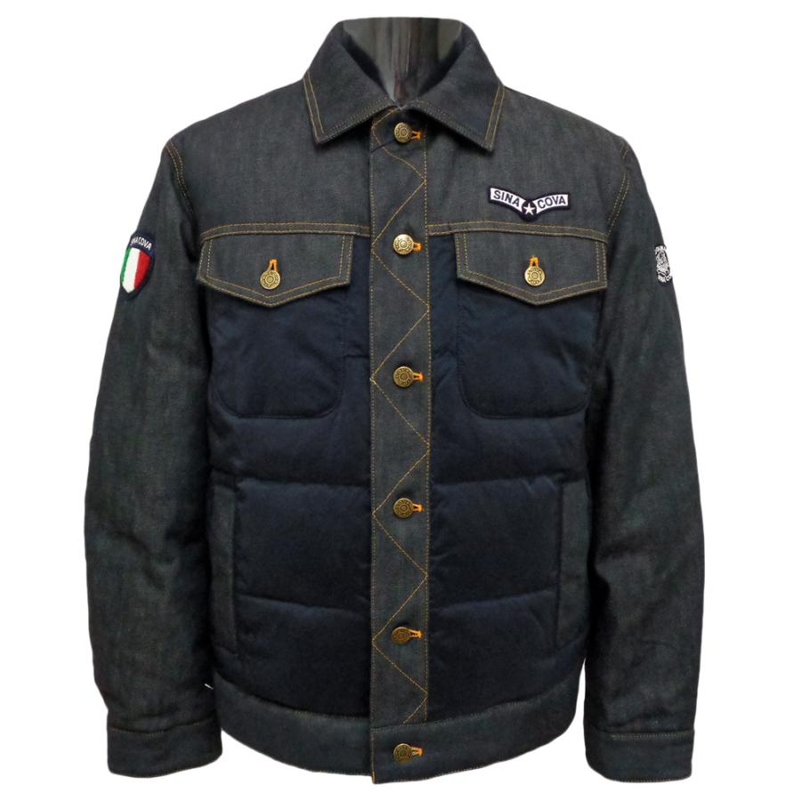 SINA COVA 40%OFF 秋冬 シナコバ デニム切り替え ダウンジャケット (紺  