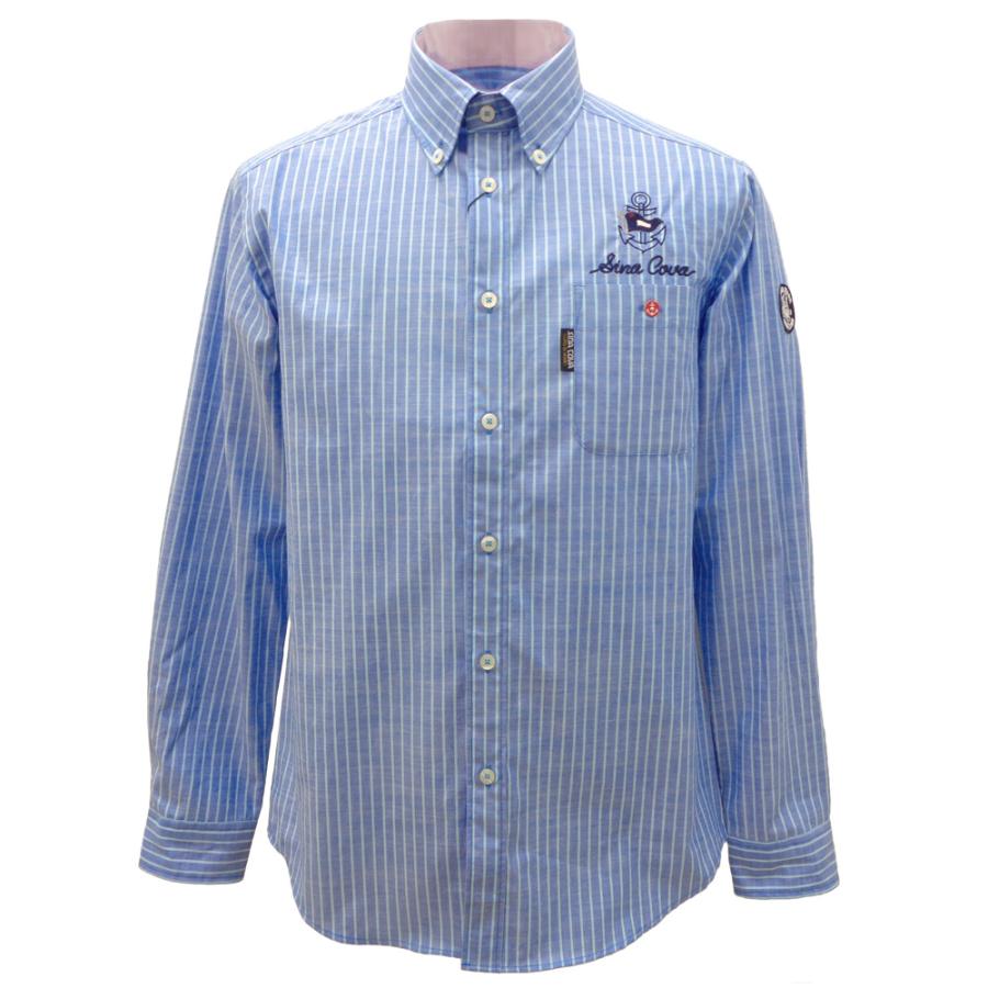 シナコバ　ストライプシャツ 長袖ボタンダウンシャツ ストライプ柄 24124020