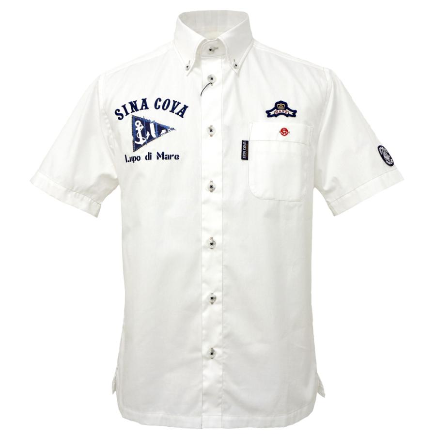 30%OFF 2025春夏新作 シナコバ バックプリント 半袖ボタンダウンシャツ (白) (M)(L)(LL) SH*0125114510110