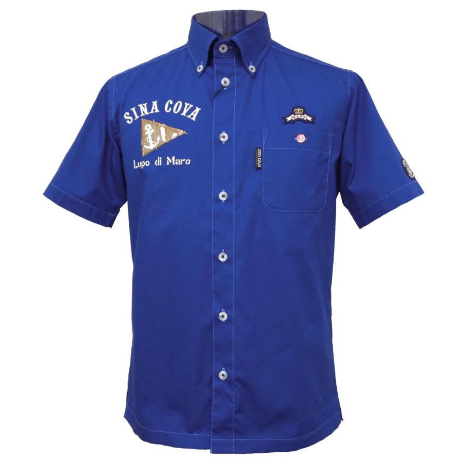 30%OFF 2025春夏新作 シナコバ バックプリント 半袖ボタンダウンシャツ (ブルー) (M)(L)(LL) SH*0125114510280