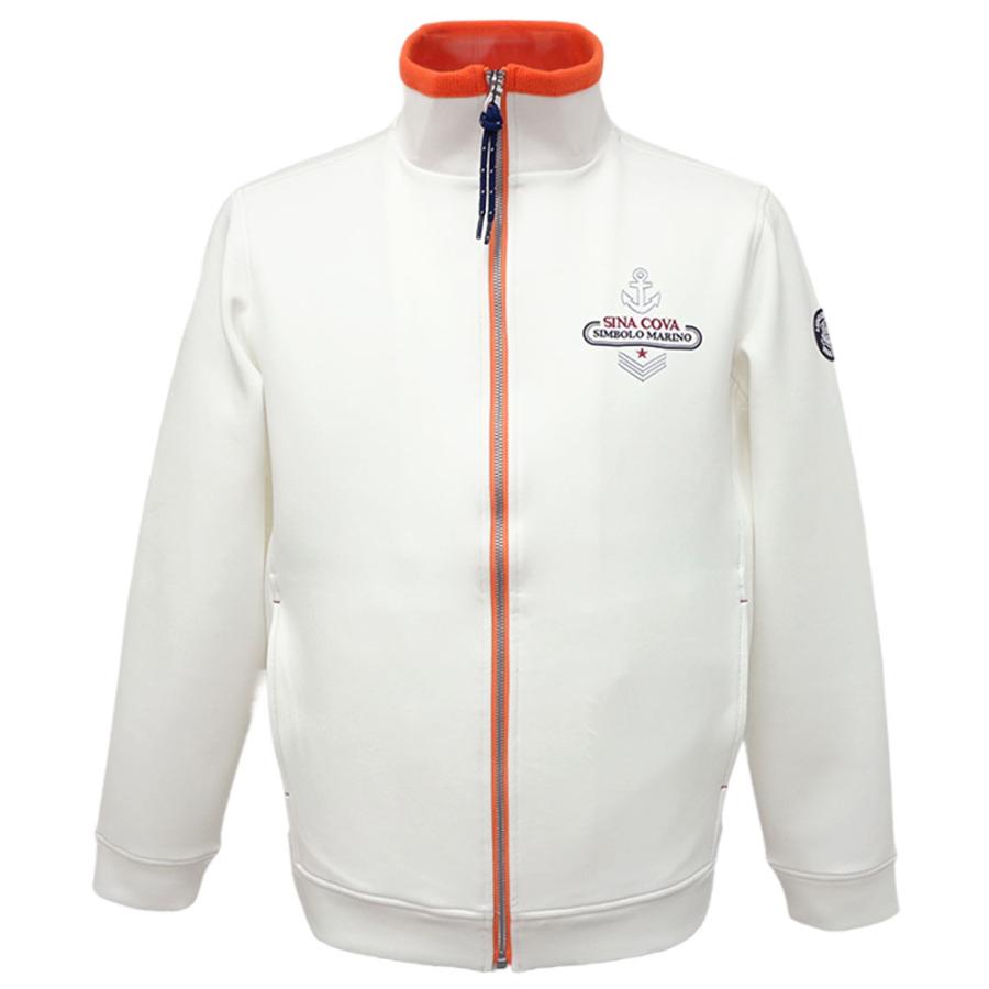 30%OFF 2025秋冬新作 シナコバ 配色襟のハイネックトラックジャケット (白) (M)(L)(LL) JK*0125213010100