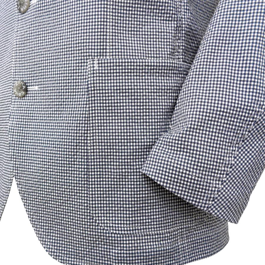 2026春夏新作 シナコバ 軽量サッカーストレッチ 薄手テーラードジャケット (紺チェック) (M)(L)(LL) JK*0126133030920の画像