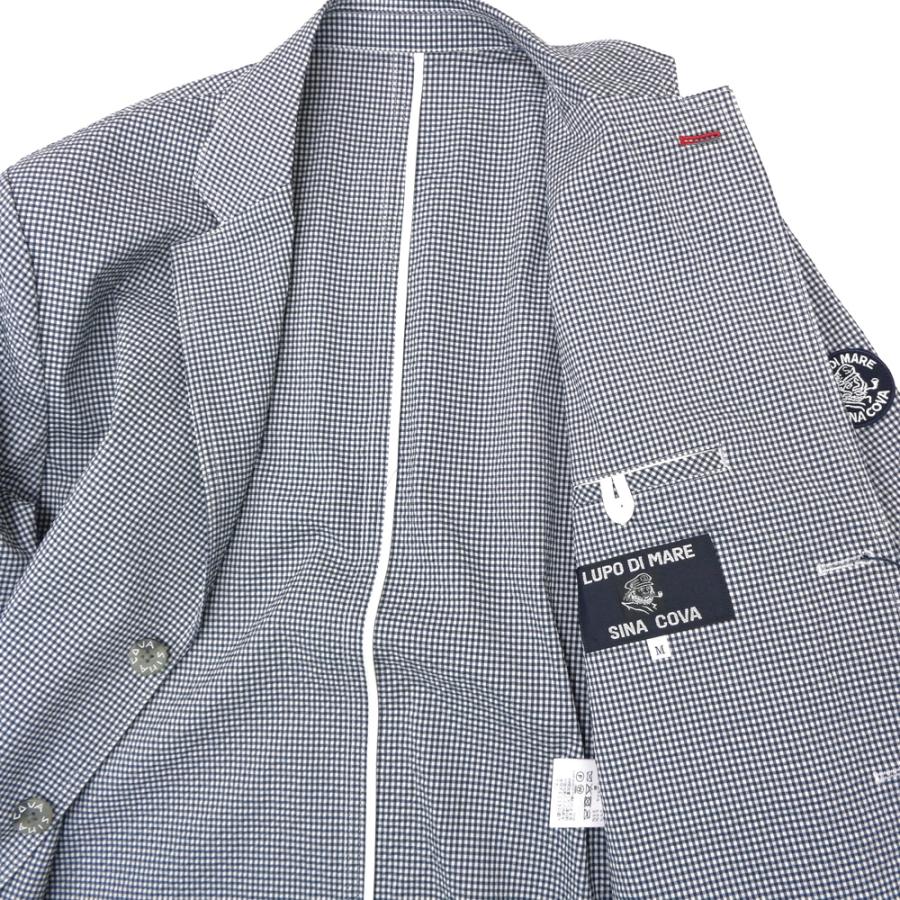 2026春夏新作 シナコバ 軽量サッカーストレッチ 薄手テーラードジャケット (紺チェック) (M)(L)(LL) JK*0126133030920の画像