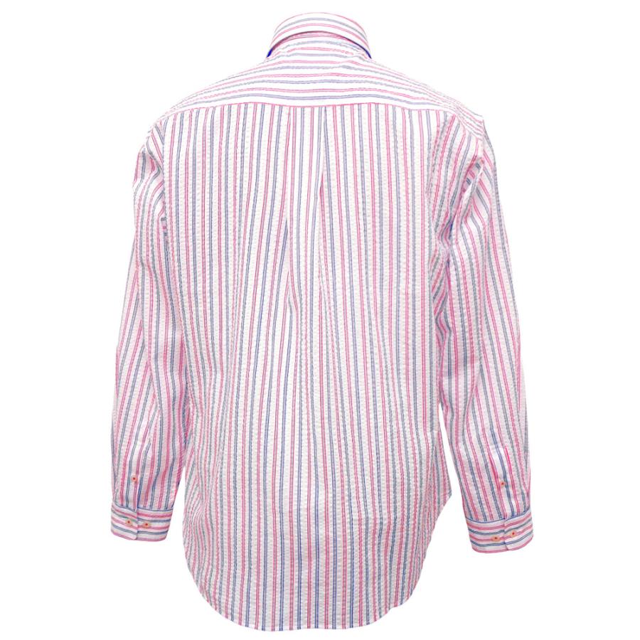 2026春夏新作 シナコバ 軽量リップル 薄手 長袖ボタンダウンシャツ (アカ系) (M)(L)(LL) SH*0126134020960の画像