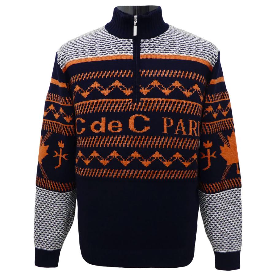 50%OFF 秋冬 カステルバジャック ノルディック柄 ハーフジップセーター  