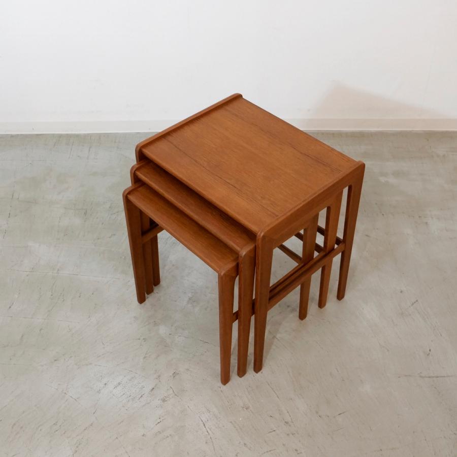 ビンテージ木製ネストテーブル 3点セット ブラウン