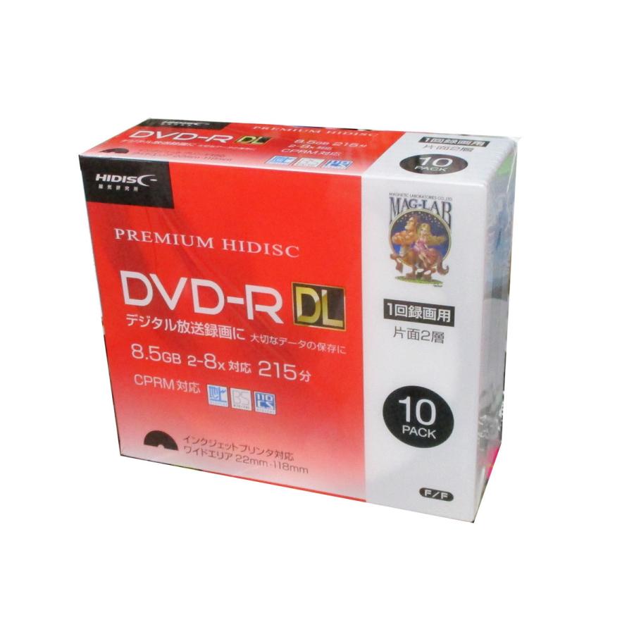 同梱可能 DVD-R DL 録画用 片面2層 8.5GB 10枚 8倍速 CPRM対応 10枚 スリムケース入り HIDISC HDDR21JCP10SC/0537ｘ１個｜ikenetjigyoubu
