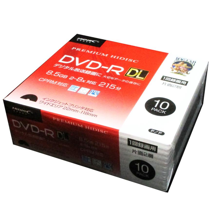 同梱可能 DVD-R DL 録画用 片面2層 8.5GB 10枚 8倍速 CPRM対応 10枚 スリムケース入り HIDISC HDDR21JCP10SC/0537ｘ１個｜ikenetjigyoubu｜02