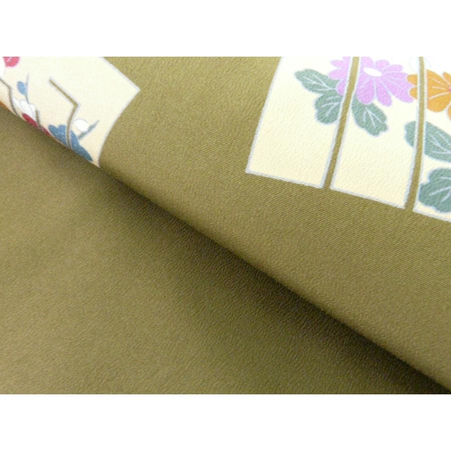 名古屋帯 正絹 八寸帯 [訳有] モスグリーン 源氏香 仕立上り 061  