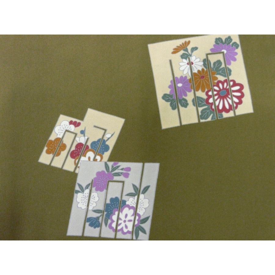 名古屋帯 正絹 八寸帯 [訳有] モスグリーン 源氏香 仕立上り 061  