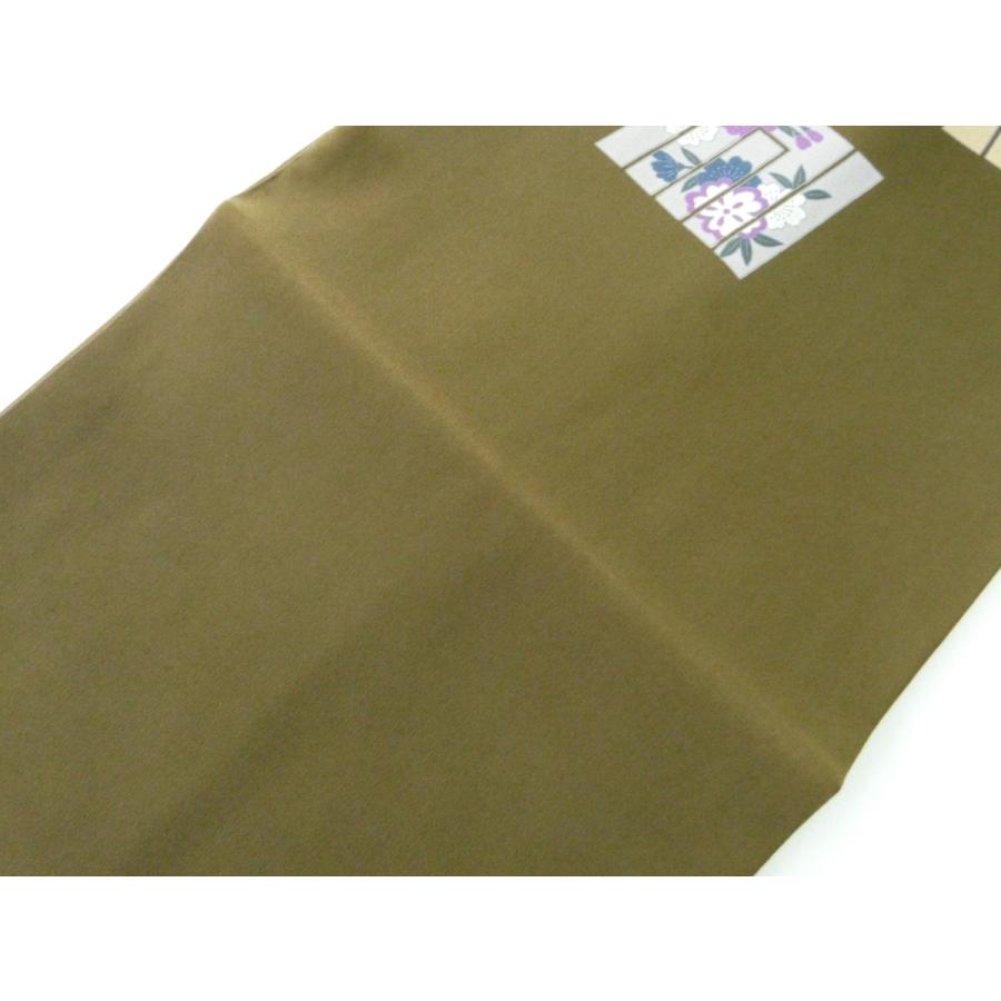 名古屋帯 正絹 八寸帯 [訳有] モスグリーン 源氏香 仕立上り 061  