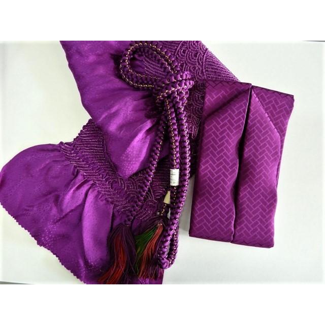 正絹 帯締め帯揚げ重ね衿3点セット 中抜き絞りの帯揚げで豪華に 紫-6 