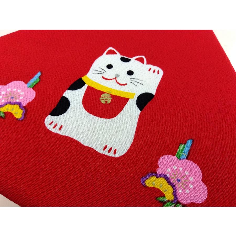 新春 お正月飾り 節句飾り ちりめんリース 赤黒うろこ模様 鏡餅 招き猫