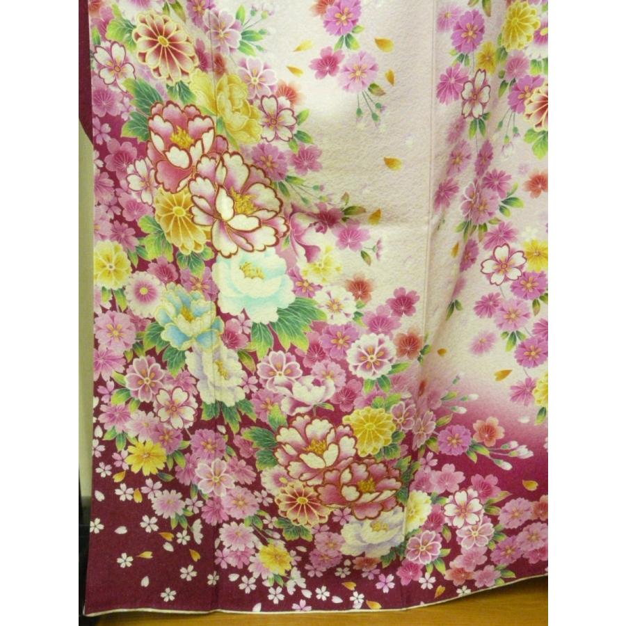 振袖 正絹 試着品 薄ピンク ピンク ぼかし 花柄 着丈163cm 裄70.5cm 