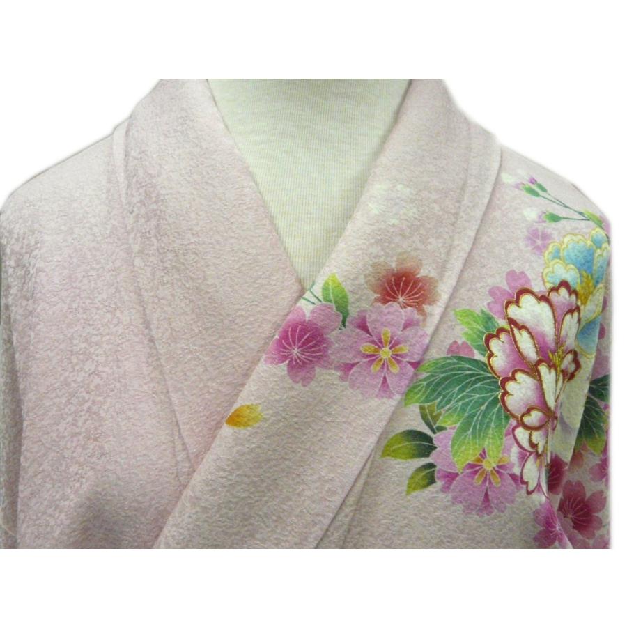 振袖 正絹 試着品 薄ピンク ピンク ぼかし 花柄 着丈163cm 裄70.5cm 