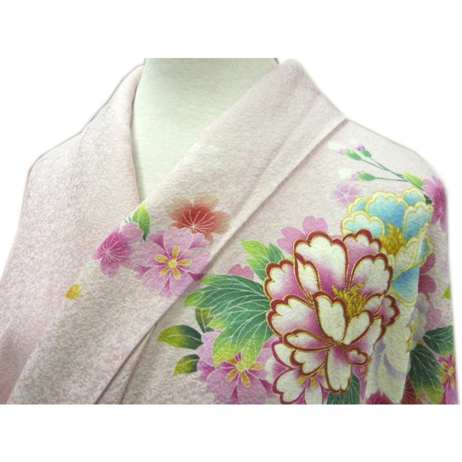 振袖 正絹 試着品 薄ピンク ピンク ぼかし 花柄 着丈163cm 裄70.5cm 