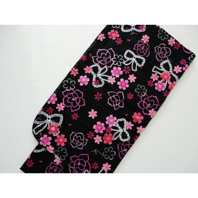 女の子 浴衣 子供浴衣 ゆかた 黒 花柄 リボン 140ｃｍ 172 22 172 いけのや 通販 Yahoo ショッピング