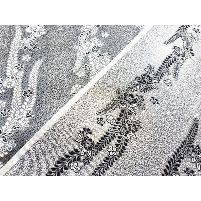 正絹お召 こくびゃく 下がり藤 モノトーン 先染両面織 反物 111 : いけ