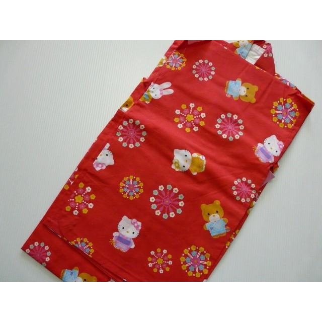 最も優遇 女の子 浴衣 子供浴衣 ゆかた 1cm ハローキティ 赤 花火 53 Mwork Su