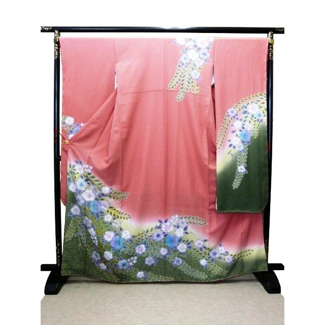 振袖 正絹 試着品 桃色ピンク 辻ヶ花 たたき 着丈163.5 裄66cm 仕立 