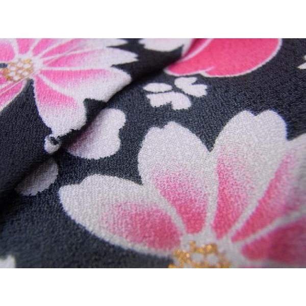 子供きもの 着物四ツ身 アンサンブル 100cm 黒地花柄 016 : いけのや